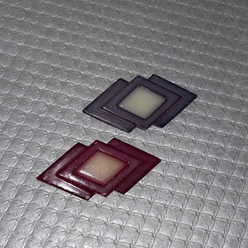 Geometric Purple and Red Brooch Set